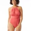 Coco Contours Iconic Belted High Neck One Piece Swimsuit - Keepsake -Beach Fit Fashion T32099 613 R