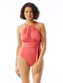 Coco Contours Iconic Belted High Neck One Piece Swimsuit - Keepsake