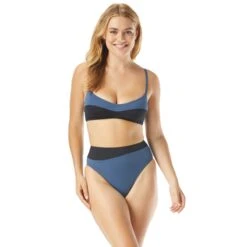 Coco Contours Wavy Colorblock Bra Sized Bikini Top - Keepsake