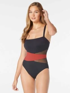 Coco Contours Level Mesh Bandeau Bra Sized Underwire One Piece Swimsuit - Keepsake 8 Coco Contours Level Mesh Bandeau Bra Sized Underwire One Piece Swimsuit - Keepsake -Beach Fit Fashion T32122 247 alt02