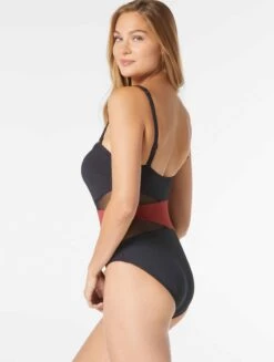 Coco Contours Level Mesh Bandeau Bra Sized Underwire One Piece Swimsuit - Keepsake 9 Coco Contours Level Mesh Bandeau Bra Sized Underwire One Piece Swimsuit - Keepsake -Beach Fit Fashion T32122 247 alt03