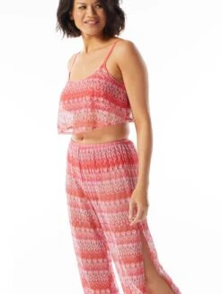 Coco Contours Aflutter Side Slit Cover Up Pants - Summer Crochet -Beach Fit Fashion T54529 630 alt02 R
