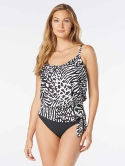 Coco Contours Jem Blouson Bra Sized Tankini Top - Wild Kingdom