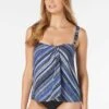 Coco Contours Clarity Bandeau Bra Sized Tankini Top - Rainforest Stripe
