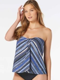 Coco Contours Clarity Bandeau Bra Sized Tankini Top - Rainforest Stripe 8 Coco Contours Clarity Bandeau Bra Sized Tankini Top - Rainforest Stripe -Beach Fit Fashion T56044 970 alt02