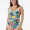 Coco Contours Solitaire V-Neck Bra Sized Underwire One Piece Swimsuit - Rainforest Leaves 2 Coco Contours Solitaire V-Neck Bra Sized Underwire One Piece Swimsuit - Rainforest Leaves -Beach Fit Fashion T58035 970
