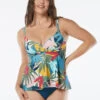 Coco Contours Diamond Wrap Bra Sized Underwire Tankini Top - Rainforest Leaves -Beach Fit Fashion T58043 970