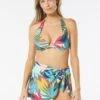 Coco Contours Cameo Halter Bra Sized Underwire Push Up Bikini Top - Rainforest Leaves 2 Coco Contours Cameo Halter Bra Sized Underwire Push Up Bikini Top - Rainforest Leaves -Beach Fit Fashion T58082 970