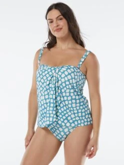 Coco Contours Clarity Draped Bandeau Bra Sized Tankini Top - Abstract Giraffe 7 Coco Contours Clarity Draped Bandeau Bra Sized Tankini Top - Abstract Giraffe -Beach Fit Fashion T60044 438 alt02