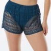 Coco Contours Bliss High Waist Cover Up Shorts - Crochet -Beach Fit Fashion T63535 439