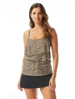 Coco Reef Aura Ruffle Bra Sized Underwire Tankini Top - Wild Cheetah -Beach Fit Fashion U27075 006 alt02 R