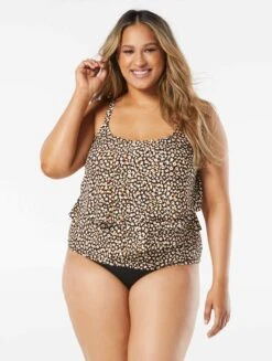 Coco Reef Aura Ruffle Bra Sized Underwire Tankini Top - Wild Cheetah -Beach Fit Fashion U27075 006 alt04 R