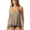 Coco Reef Current Bra Sized Mesh Layer Underwire Tankini Top - Wild Cheetah Ikat -Beach Fit Fashion U28035 006 R