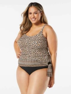 Coco Reef Stella Tie Side Underwire Tankini Top - Wild Cheetah Ikat
