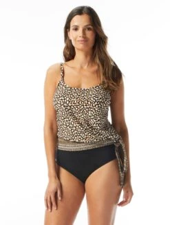 Coco Reef Stella Tie Side Underwire Tankini Top - Wild Cheetah Ikat -Beach Fit Fashion U28521 006 alt03 R