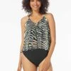Coco Reef Femme Bra Sized Mesh Layer Underwire Tankini Top - Wild Zebra