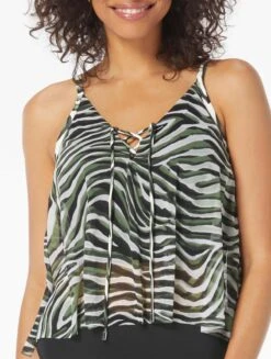 Coco Reef Femme Bra Sized Mesh Layer Underwire Tankini Top - Wild Zebra -Beach Fit Fashion U29299 004 alt02