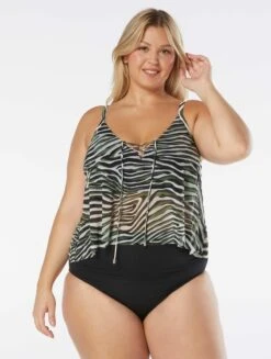 Coco Reef Femme Bra Sized Mesh Layer Underwire Tankini Top - Wild Zebra -Beach Fit Fashion U29299 004 alt03