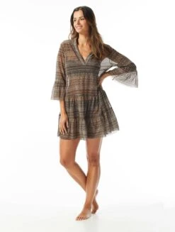 Coco Reef Enchant Cover Up Dress - Ikat Stripe