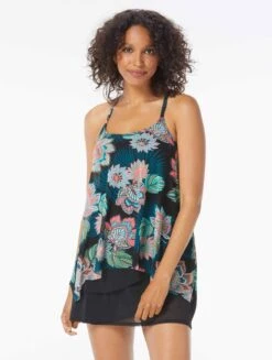 Coco Reef Current Bra Sized Mesh Layer Underwire Tankini Top - Tropical Lotus -Beach Fit Fashion U35035 006 alt02