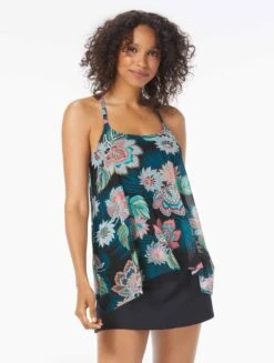 Coco Reef Current Bra Sized Mesh Layer Underwire Tankini Top - Tropical Lotus -Beach Fit Fashion U35035 006 alt04