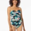 Coco Reef Charisma Bra Sized Underwire Bandeau One Piece Swimsuit - Tropical Lotus