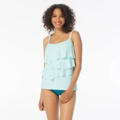 Coco Reef Aura Ruffle Bra Sized Underwire Tankini Top - Siren -Beach Fit Fashion U36075 436 alt02