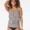 Coco Reef Aura Ruffle Bra Sized Underwire Tankini Top - Native Cheetah -Beach Fit Fashion U40075 225