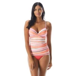Coco Reef Enrapture Bra Sized Wrap Underwire Tankini Top - Paloma Stripe