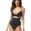 Vince Camuto Wrap One Piece Swimsuit - Jet Set Solids 2 Vince Camuto Wrap One Piece Swimsuit - Jet Set Solids -Beach Fit Fashion V09283 001 R