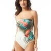 Vince Camuto Bandeau One Piece Swimsuit - Palm Paradise