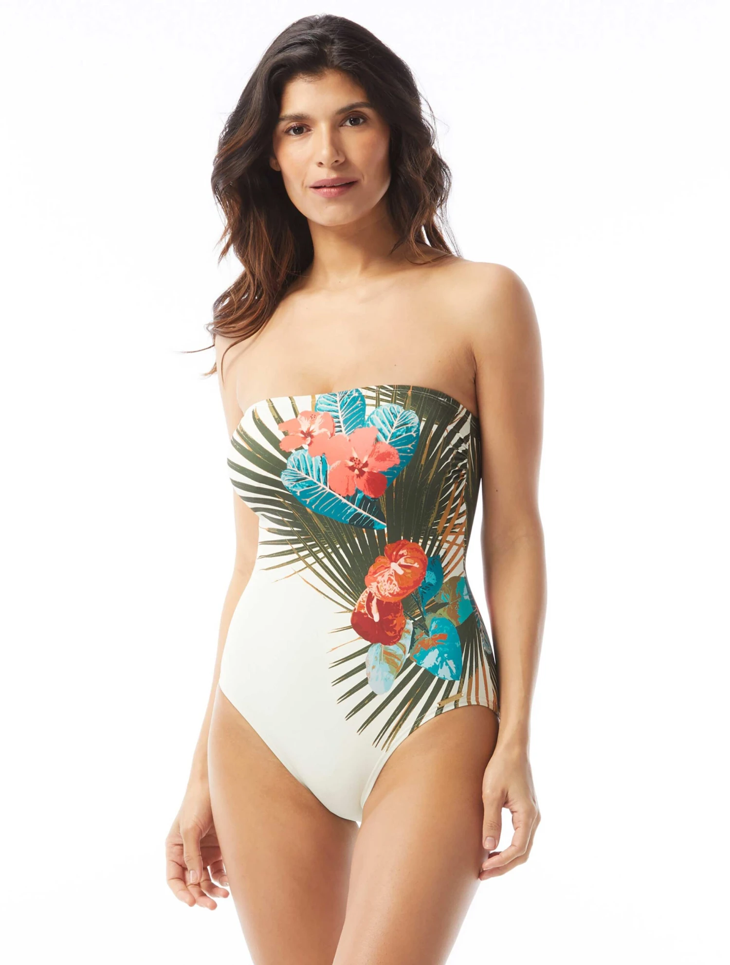 Vince Camuto Bandeau One Piece Swimsuit - Palm Paradise 3 Vince Camuto Bandeau One Piece Swimsuit - Palm Paradise