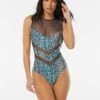Vince Camuto High Neck One Piece Swimsuit - Abstract Animal 1 Vince Camuto High Neck One Piece Swimsuit - Abstract Animal -Beach Fit Fashion V28287 408