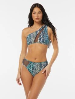 Vince Camuto One Shoulder Bikini Top - Abstract Animal
