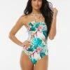 Vince Camuto Logo Ring Halter One Piece Swimsuit - Balines Floral -Beach Fit Fashion V31740 970