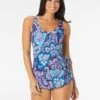 Roxanne Bra Sized V-Neck Sarong One Piece Swimsuit - Royal Paisley -Beach Fit Fashion e05410 970 r 10