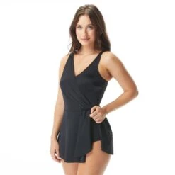 Roxanne Bra Sized Shirred Swimdress - Solids -Beach Fit Fashion e73403 001 alt02 1