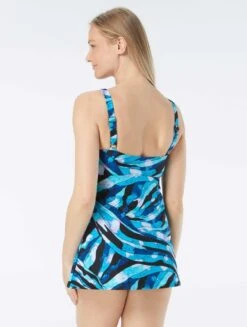 Gabar Chlorine Resistant Twist Bra Swim Dress - Tide Pool -Beach Fit Fashion g6e318 001 alt01 11 8