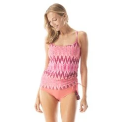 Beach House Swim Bridget Side Shirred Underwire Tankini Top - Desert Stripe