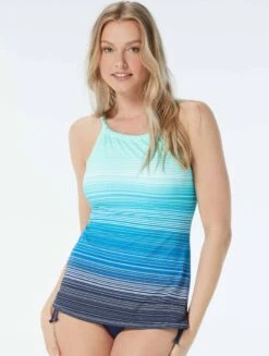 Beach House Swim Blair High Neck Tankini Top - Sunset Stripe -Beach Fit Fashion h1a73131 511 1