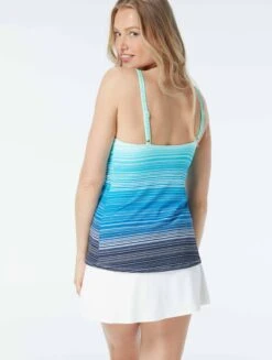 Beach House Swim Blair High Neck Tankini Top - Sunset Stripe -Beach Fit Fashion h1a731 511 alt05 1