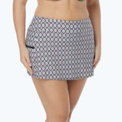 Beach House Plus Size Emma Pull On Swim Skort - Floral Fantasy