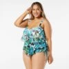 Beach House Swim Plus Size Portia Mesh Layer Tankini Top - Deco Garden -Beach Fit Fashion hw06068 001 1