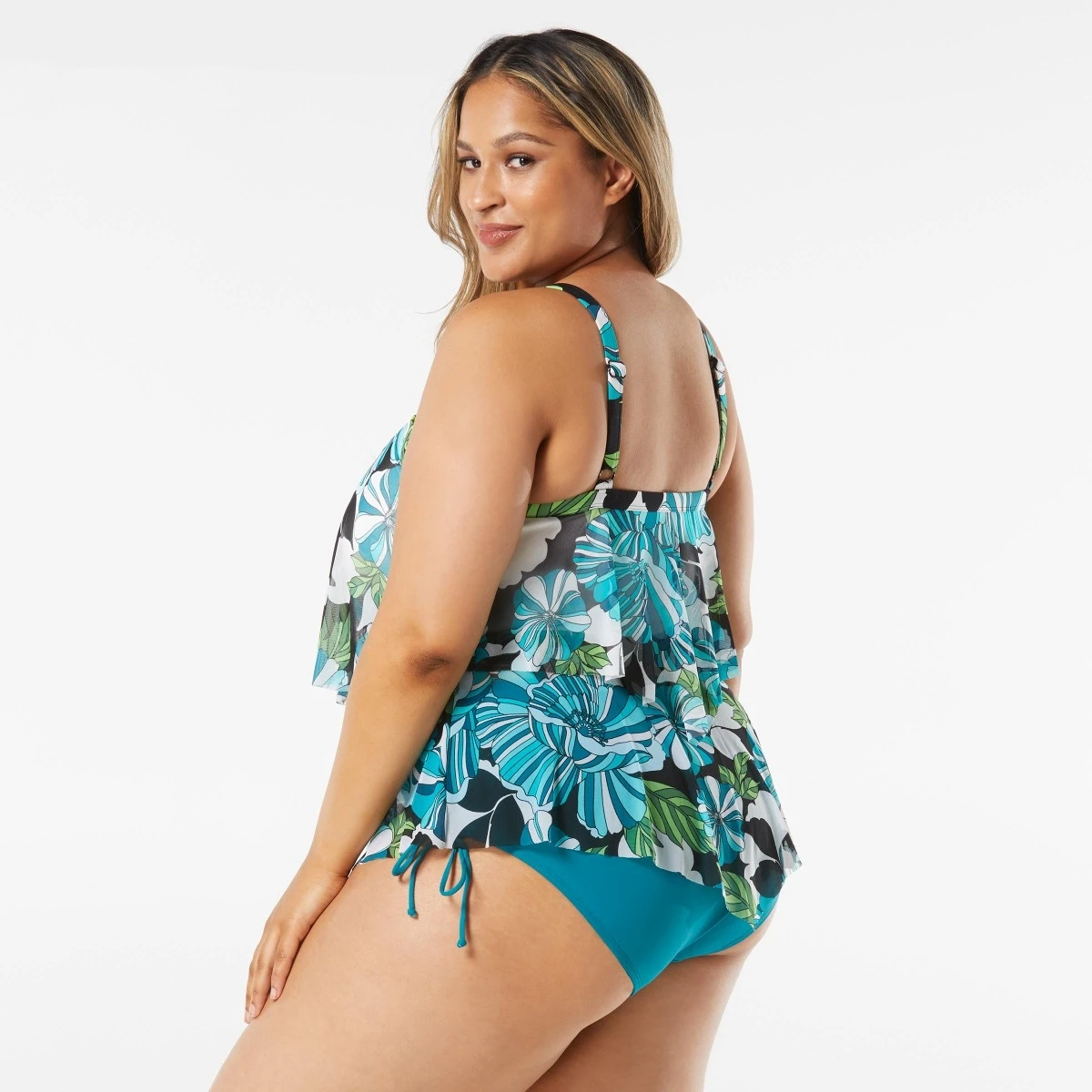 Beach House Swim Plus Size Portia Mesh Layer Tankini Top - Deco Garden 6 Beach House Swim Plus Size Portia Mesh Layer Tankini Top - Deco Garden - Image 4