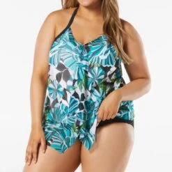 Beach House Swim Plus Size Kerry Mesh Layer Tankini Top - Deco Garden -Beach Fit Fashion hw06355 001 alt04 1