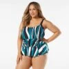 Beach House Swim Plus Size Jane Ruffle Tiered Tankini Top - Wave Pool Stripe -Beach Fit Fashion hw08096 001 1