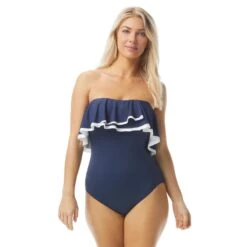 Coco Contours Agate Ruffle Bandeau Bra Sized One Piece Swimsuit - Keepsake