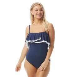 Coco Contours Agate Ruffle Bandeau Bra Sized One Piece Swimsuit - Keepsake -Beach Fit Fashion t32033 423 alt02