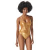 Vince Camuto Cinch Front V-Neck One Piece Swimsuit - Metallic Shimmer -Beach Fit Fashion v02731 715 1