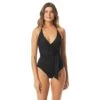 Vince Camuto V-Neck Halter Wrap Tie One Piece Swimsuit - Sunset Shades -Beach Fit Fashion v44585 001